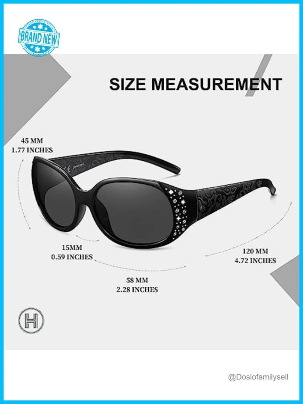Polarized Rhinestone Wrap Around Sunglasses UV400 Protection